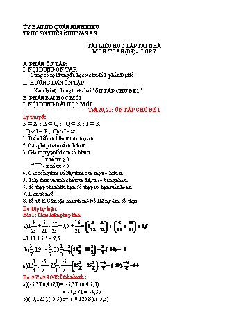 Kế hoạch bài dạy Toán 7 - Tuần 9, Tiết 20+21: Ôn tập chủ đề 1 - Trường THCS Chu Văn An