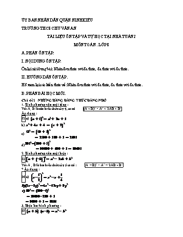 Kế hoạch bài dạy Toán 8 (Đại số) - Tuần 2 - Trường THCS Chu Văn An