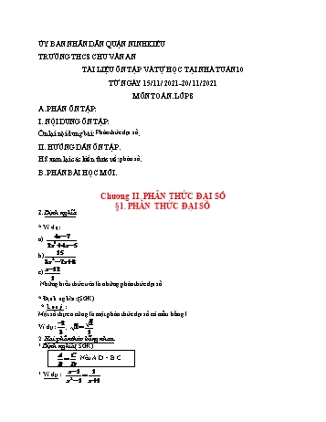 Kế hoạch bài dạy Toán 8 - Tuần 10 - Năm học 2021-2022 - Trường THCS Chu Văn An