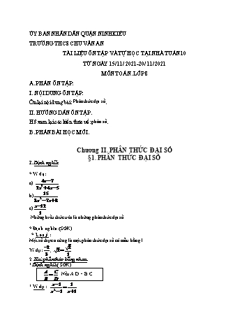 Kế hoạch bài dạy Toán 8 - Tuần 10 - Trường THCS Chu Văn An