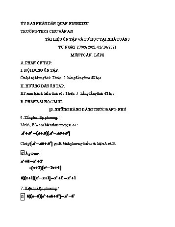 Kế hoạch bài dạy Toán 8 - Tuần 3 - Trường THCS Chu Văn An