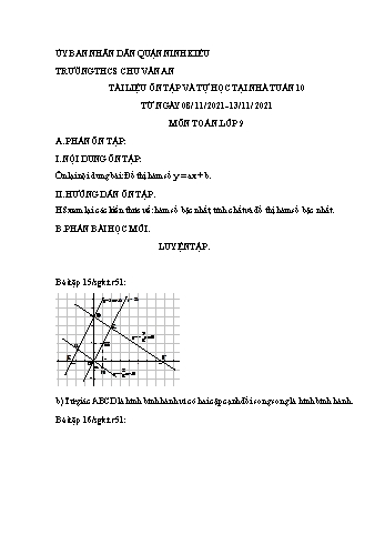 Kế hoạch bài dạy Toán 9 - Tuần 10 - Năm học 2021-2022 - Trường THCS Chu Văn An