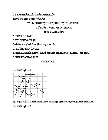 Kế hoạch bài dạy Toán 9 - Tuần 11 - Năm học 2021-2022 - Trường THCS Chu Văn An