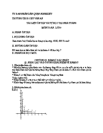 Kế hoạch bài dạy Toán 9 - Tuần 8 - Trường THCS Chu Văn An