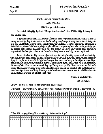 Kế hoạch bài dạy Toán + Tiếng Việt 5 - Tuần 1 - Năm học 2021-2022