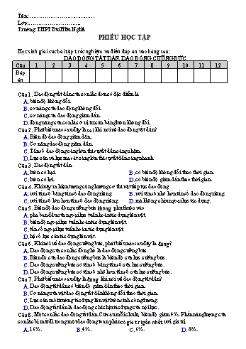 Kế hoạch bài dạy Vật lí 12 - Bài: Dao động tắt dần. Dao động cưỡng bức - Trường THPT Bùi Hữu Nghĩa