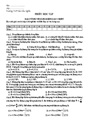 Kế hoạch bài dạy Vật lí 12 - Chủ đề: Đại cương về dòng diện xoay chiều - Trường THPT Bùi Hữu Nghĩa