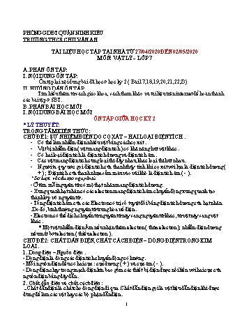 Kế hoạch bài dạy Vật lí 7 - Ôn tập giữa học kỳ II - Năm học 2019-2020 - Trường THCS Chu Văn An