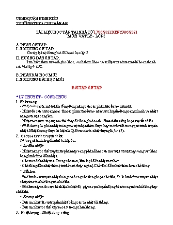 Kế hoạch bài dạy Vật lí 8 - Ôn tập cuối học kỳ II - Năm học 2020-2021 - Trường THCS Chu Văn An