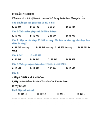 Phiếu bài tập môn Toán + Tiếng Việt Lớp 3 - Tuần 30