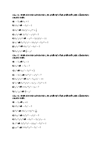 Tài liệu bài tập Toán 8 - Một số dạng bài tập về nhân hai đa thức