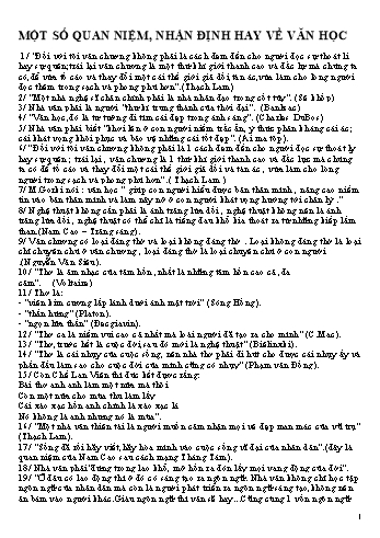 Tài liệu dạy học sinh giỏi Ngữ văn 9 - Chủ đề: Một số quan niệm hay về văn học
