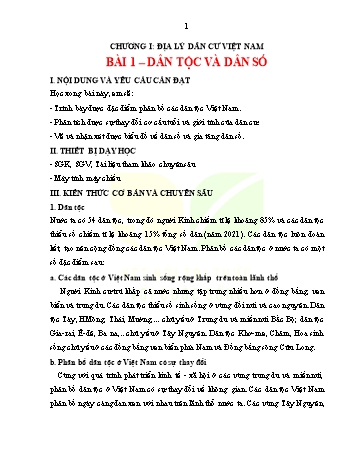 Tài liệu ôn học sinh giỏi Địa lí 9 - Chương I: Địa lý dân cư Việt Nam