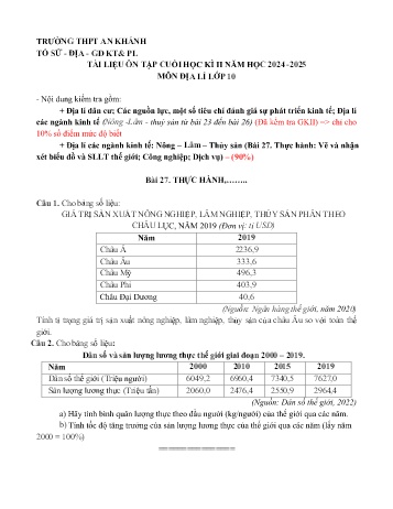 Tài liệu ôn tập cuối học kì II Môn Địa lí 10 - Bài 27 đến 34 - Năm học 2024-2025 - Trường THPT An Khánh