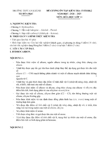 Tài liệu ôn tập cuối học kì II Môn Hóa học 11 - Chương 4 đến 6 - Năm học 2024-2025 - Trường THPT An Khánh