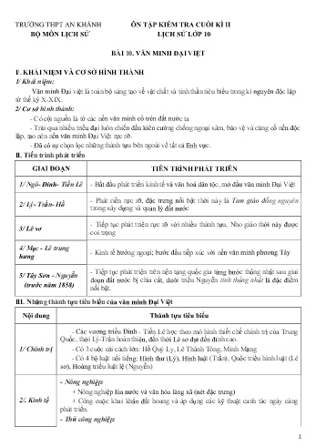 Tài liệu ôn tập cuối học kì II Môn Lịch sử 10 - Bài 10 đến 13 - Trường THPT An Khánh
