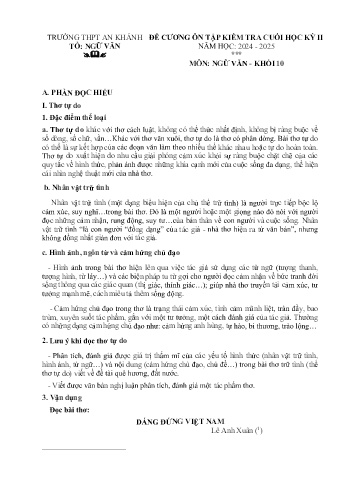 Tài liệu ôn tập cuối học kì II Môn Ngữ văn 10 - Năm học 2024-2025 - Trường THPT An Khánh