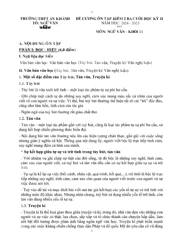 Tài liệu ôn tập cuối học kì II Môn Ngữ văn 11 - Năm học 2024-2025 - Trường THPT An Khánh