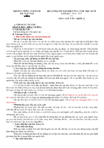 Tài liệu ôn tập cuối học kì II Môn Ngữ văn 12 - Năm học 2024-2025 - Trường THPT An Khánh