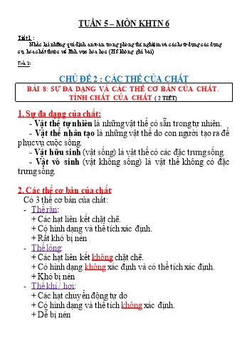 Tài liệu ôn tập KHTN Lớp 6 - Tuần 5+6
