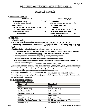 Tài liệu ôn tập kiểm tra cuối học kì I Tiếng Anh 12 - Trường THPT Trần Đại Nghĩa