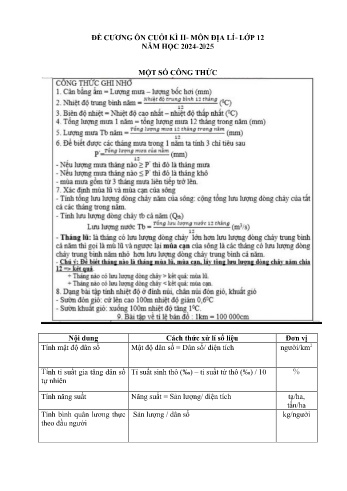 Tài liệu ôn tập kiểm tra cuối học kì II Môn Địa lí 12 - Năm học 2024-2025
