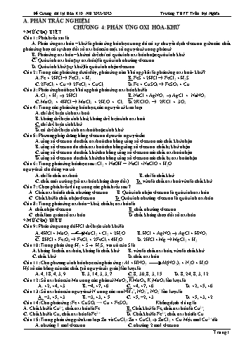 Tài liệu ôn tập kiểm tra lại Môn Hóa 10 - Chương 4 đến 7 - Năm học 2022-2023 - Trường THPT Trần Đại Nghĩa