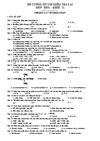 Tài liệu ôn tập kiểm tra lại Môn Hóa 11 - Chương 5 đến 9