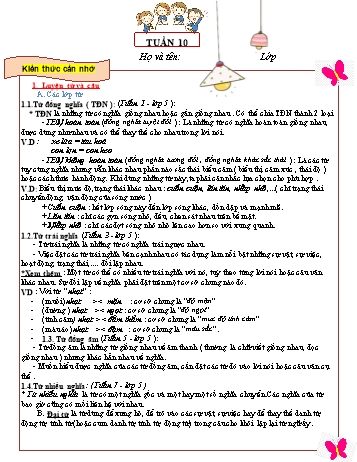 Tài liệu ôn tập môn Tiếng Việt Lớp 5 - Tuần 10 (Có đáp án)
