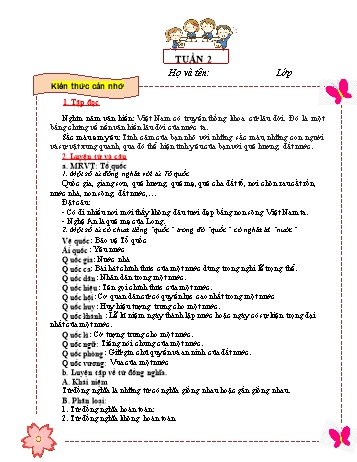 Tài liệu ôn tập môn Tiếng Việt Lớp 5 - Tuần 2 (Có đáp án)