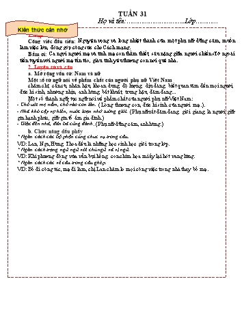 Tài liệu ôn tập môn Tiếng Việt Lớp 5 - Tuần 31 (Có đáp án)