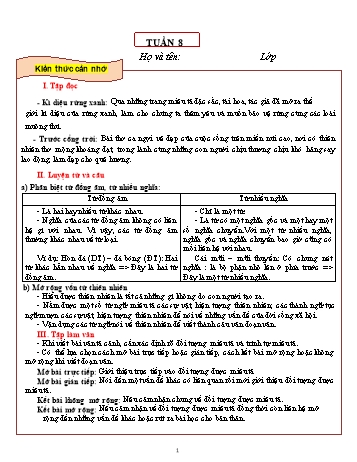Tài liệu ôn tập môn Tiếng Việt Lớp 5 - Tuần 8 (Có đáp án)