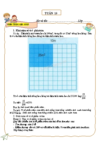 Tài liệu ôn tập môn Toán Lớp 5 - Tuần 15 (Có đáp án)