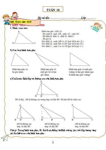 Tài liệu ôn tập môn Toán Lớp 5 - Tuần 18 (Có đáp án)