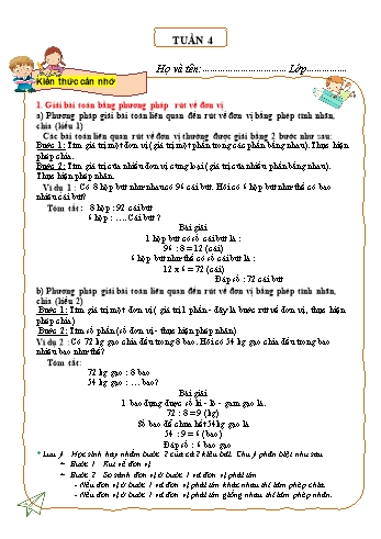 Tài liệu ôn tập môn Toán Lớp 5 - Tuần 4 (Có đáp án)