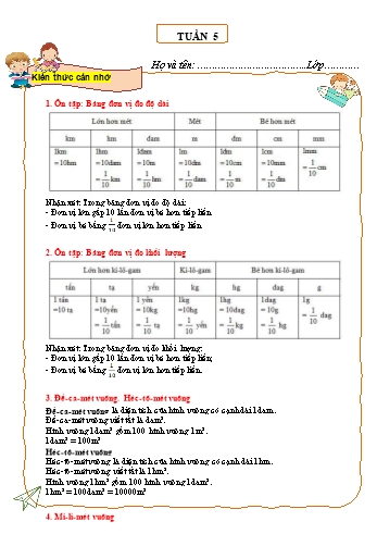 Tài liệu ôn tập môn Toán Lớp 5 - Tuần 5 (Có đáp án)