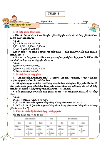 Tài liệu ôn tập môn Toán Lớp 5 - Tuần 8 (Có đáp án)
