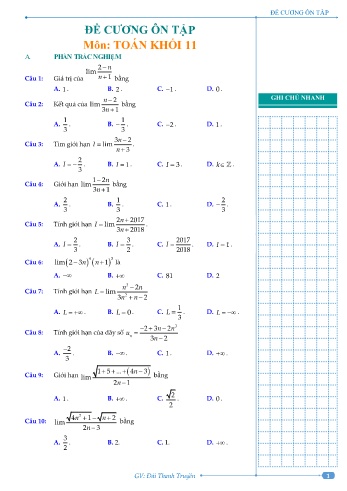 Tài liệu ôn tập Toán 11 - Đái Thanh Truyền